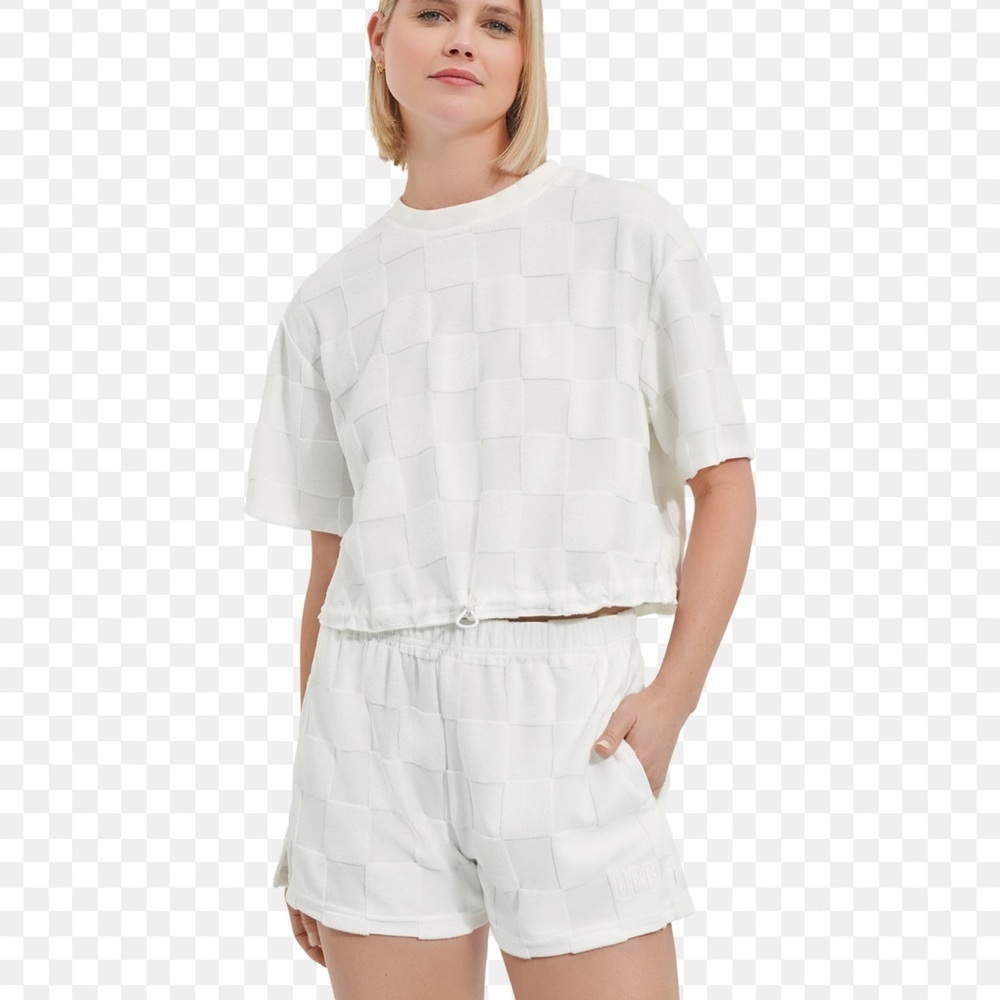 UGG womens Teagin check short sleeve White Top size XL
